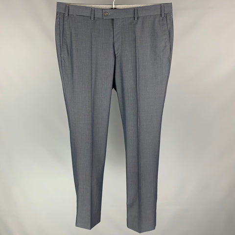 HILTL Size 38 Grey Houndstooth Wool Zip Fly Dress Pants