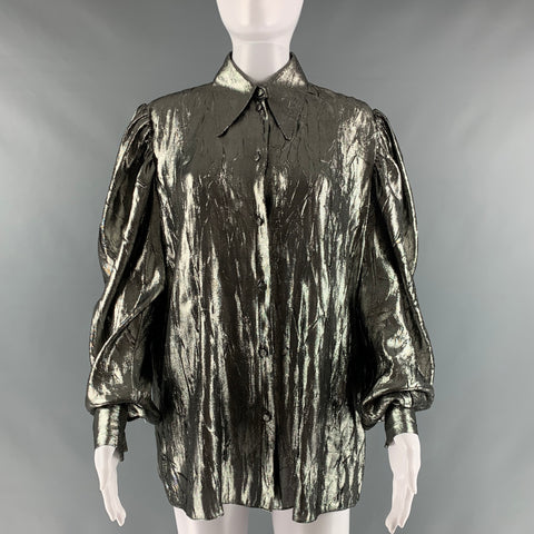 MICHAEL KORS COLLECTION Taille 2 Blouse métallisée en polyester et soie argentée