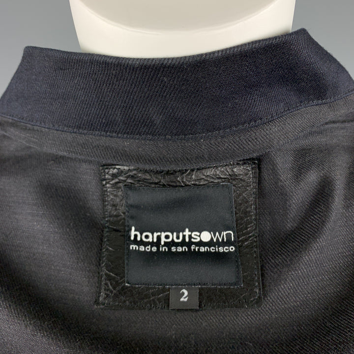 HARPUTS Size M Navy Cotton Asymmetrical SQUARE Jacket