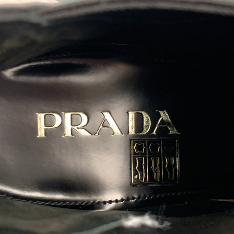 PRADA Size US 8 / UK 7  Black Brushed Leather Ankle Chelsea Boots