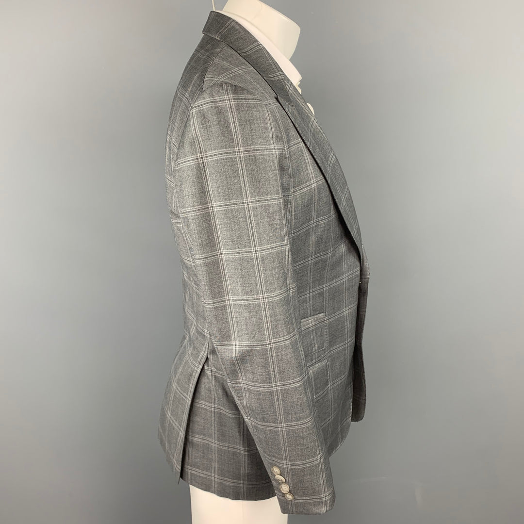 TOM FORD Abrigo deportivo con solapa de pico de lana a cuadros gris talla 40