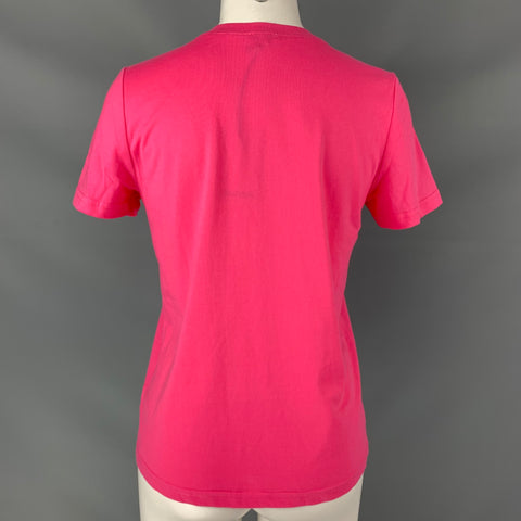 MANOUSH Size S Rose Pink Cotton Embroidered Rhinestones Short Sleeve T-Shirt