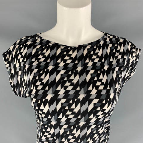 FENDI Size 8 Black & White Nylon Graphic Casual Top