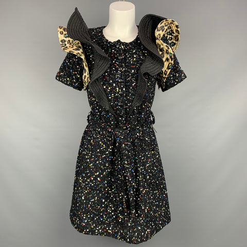 LOUIS VUITTON Automne 2019 Taille 4 / FR 36 Robe de cocktail à paillettes en laine mélangée multicolore