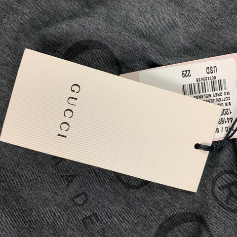 GUCCI Size L Dark Gray Black Logo Cotton Short Sleeve T-shirt