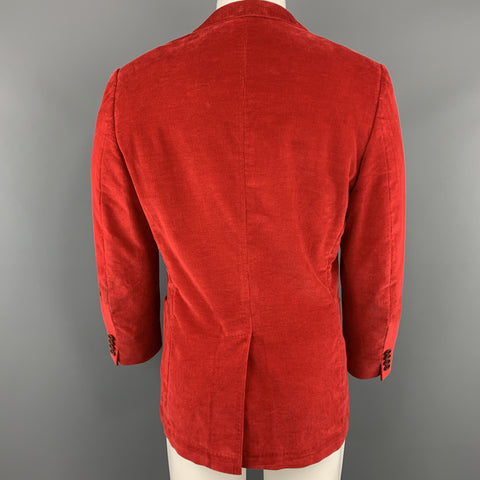 PS by PAUL SMITH Size 40 Red Corduroy Notch Lapel Single Breasted 2 Button Sport Coat