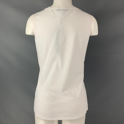 BADGLEY MISCHKA Size XS White Pink Flower Pins Cotton Tank Blouse
