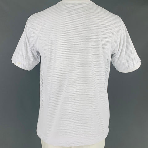 DRIES VAN NOTEN Size XL White Mesh Cotton Polyester Double Layer T-shirt