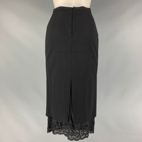 DOLCE & GABBANA Size 6 Black Wool Blend Pencil Skirt