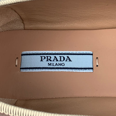 PRADA Taille 7 Champagne Soie Ballerine Donna Flats