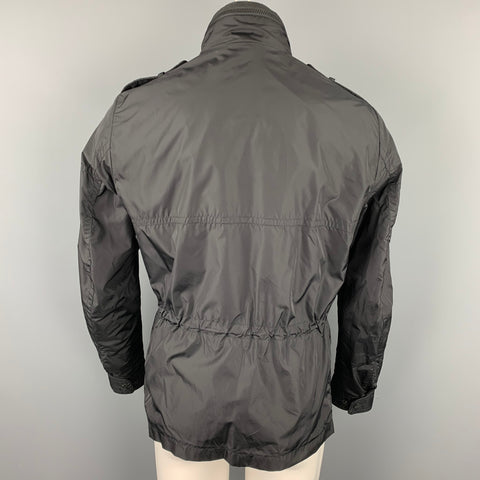 MONCLER Size L Black Polyamide Hooded Jacket