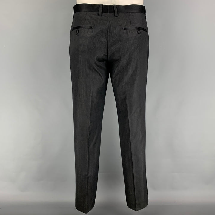 DOLCE & GABBANA Size 42 Regular Charcoal Black Wool Blend Vest Suit