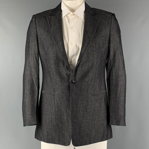 EMPORIO ARMANI Size 42 Charcoal Peak Lapel Sport Coat