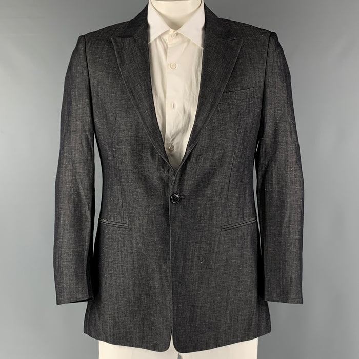 EMPORIO ARMANI Size 42 Charcoal Peak Lapel Sport Coat
