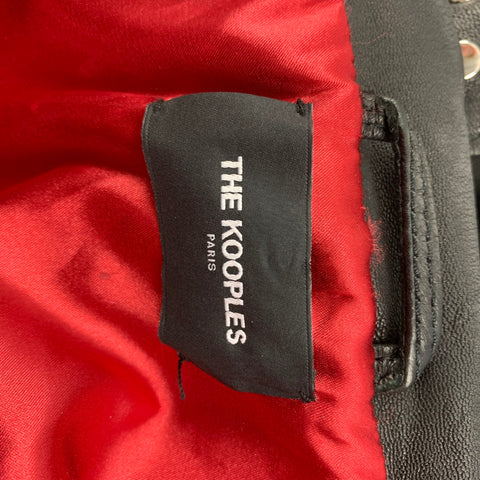THE KOOPLES Size 2 Black Leather Studded Biker Jacket