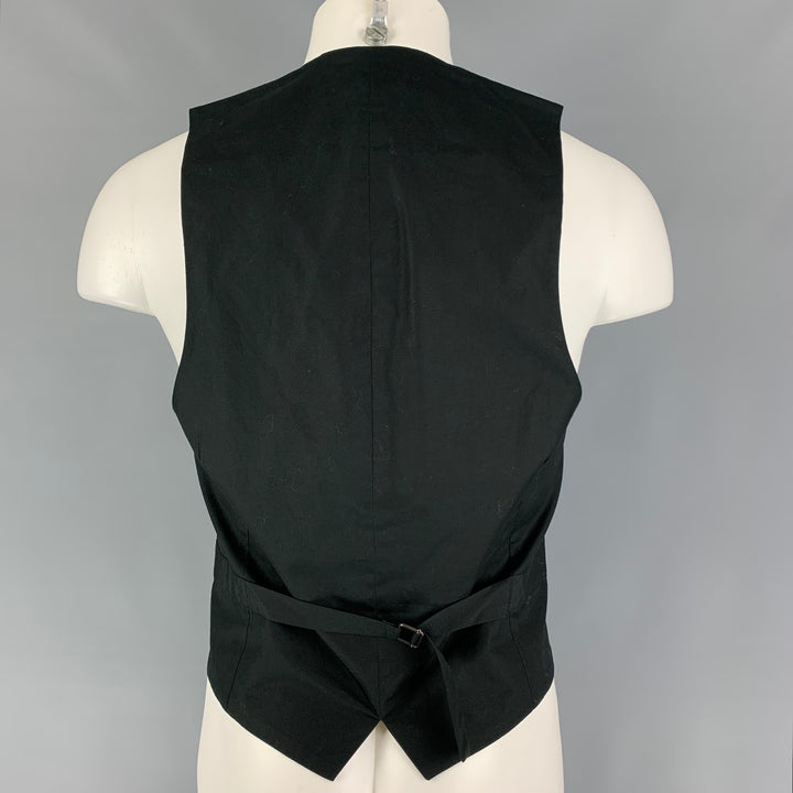 SPENCER HART Size 36 Black Textured Cotton Shawl Collar Vest
