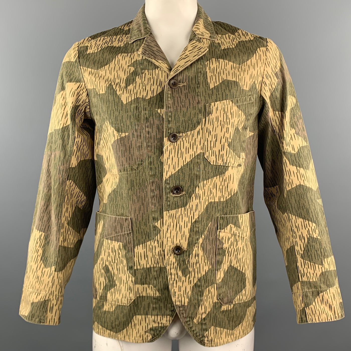 KAPITAL Chest Size M Olive Camo Cotton Notch Lapel Jacket