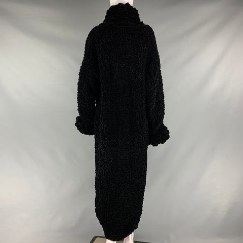 CATHERINE BACON One Size Black Rayon  Silk Ruched Oversized Coat