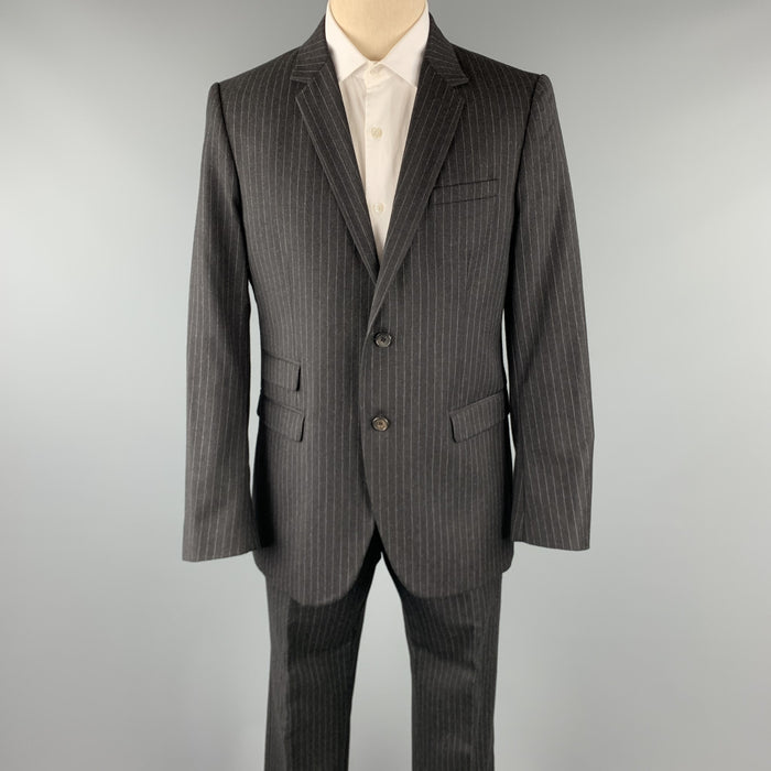 NEIL BARRETT Size 42 Regular Charcoal Stripe Wool Notch Lapel Suit