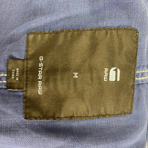 G-STAR Talla M Camisa de manga corta de algodón con estampado de hojas en azul marino y negro
