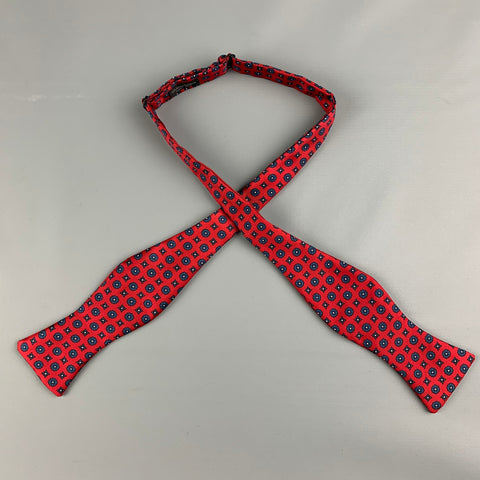ROBERT TALBOTT Burgundy Navy Print Silk Bow Tie