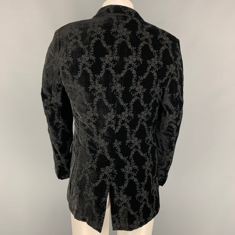 PAUL SMITH Size 38 Regular Black Embroidery Viscose Blend Sport Coat