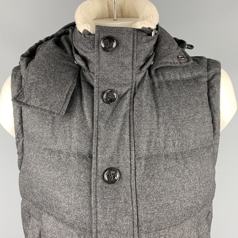 HUGO BOSS Chaleco de plumas con capucha en mezcla de lana acolchada color carbón Talla 44