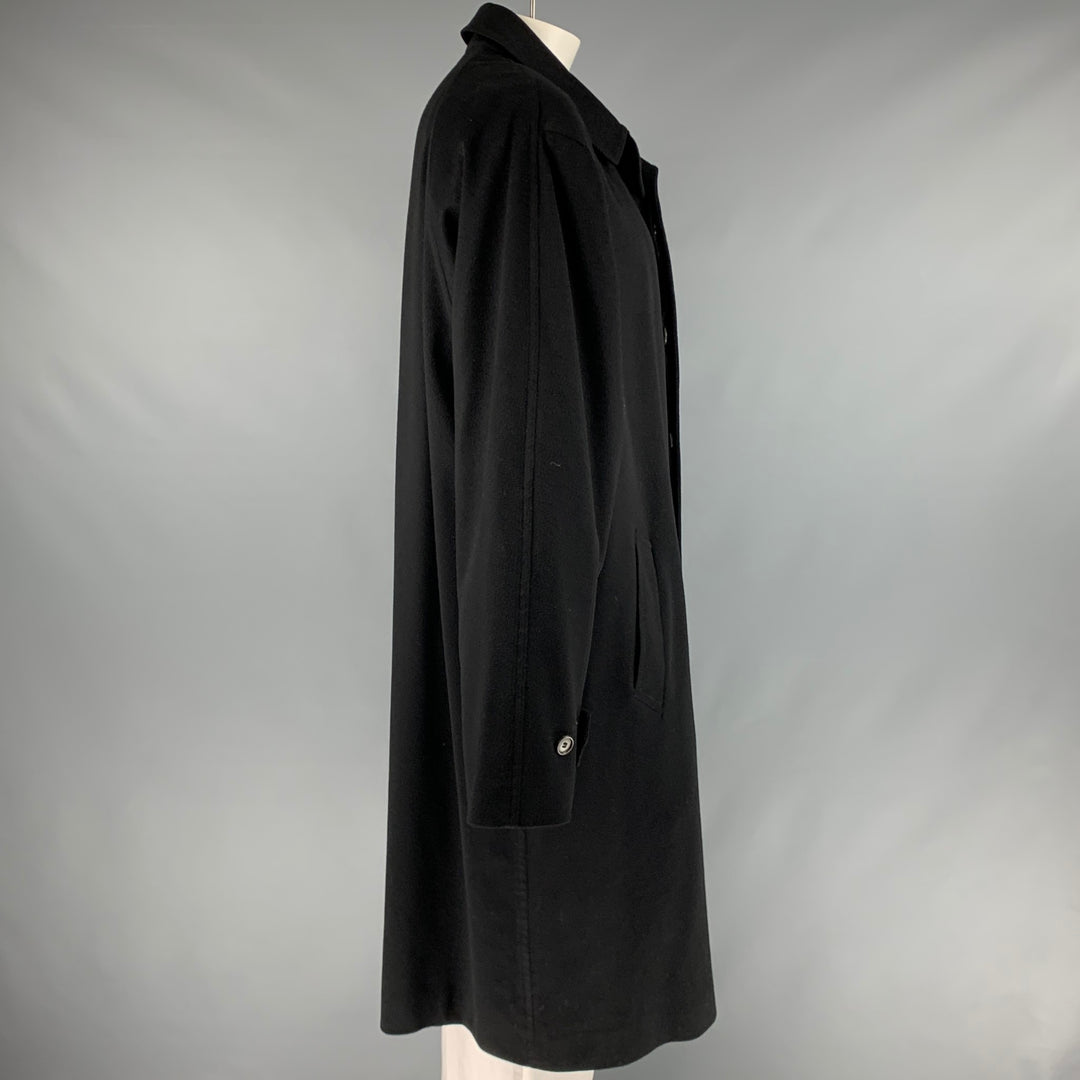 FACONNABLE Size 48 Black Cashmere Hidden Buttons Coat