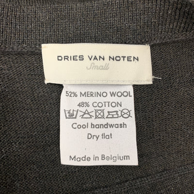 DRIES VAN NOTEN Size S Grey Merino Wool Blend Sequin Collar Zip Cardigan