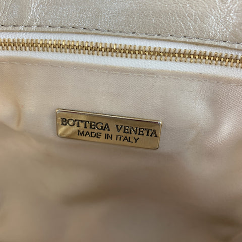 BOTTEGA VENETA Woven Champagne Metallic Intrecciato Leather Shoulder bag