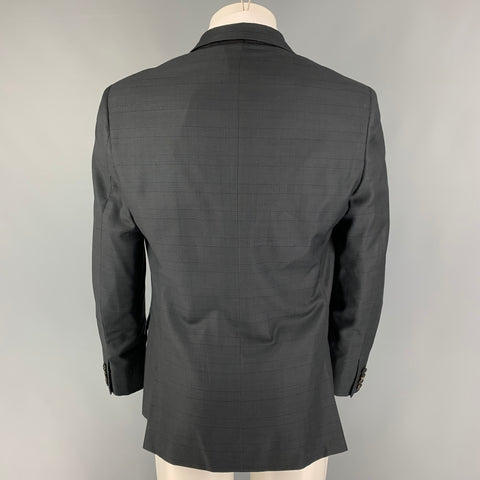 BAND OF OUTSIDERS Size 44 Charcoal Navy Plaid Wool Notch Lapel Sport Coat