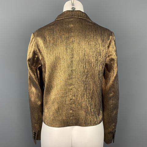 DRIES VAN NOTEN Taille 10 Blazer veste en soie mélangée texturée dorée