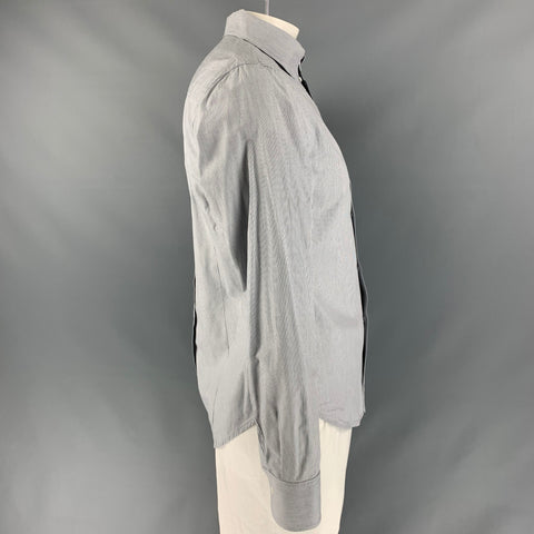 BAND OF OUTSIDERS Talla L Camisa de manga larga de algodón a rayas azules, grises y blancas