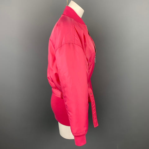 CÉRÉMONIE D’OUVERTURE Taille XS Veste bomber ceinturée en nylon rose