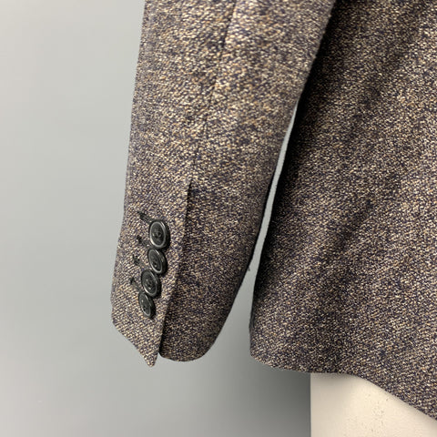 DRIES VAN NOTEN Size 44 Brown Heather Linen / Cotton Sport Coat