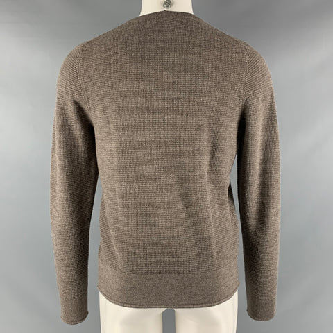 BLOOMINGDALE'S Size M Brown Taupe Waffle Knit Merino Wool Crew-Neck Pullover