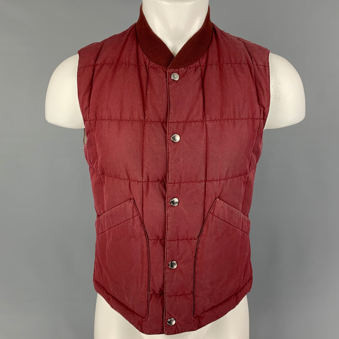 BRUNELLO CUCINELLI Taille S Gilet réversible matelassé rouge taupe
