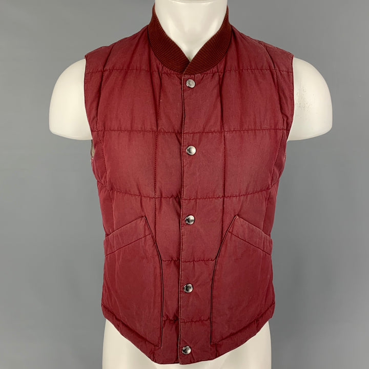 BRUNELLO CUCINELLI Taille S Gilet réversible matelassé rouge taupe
