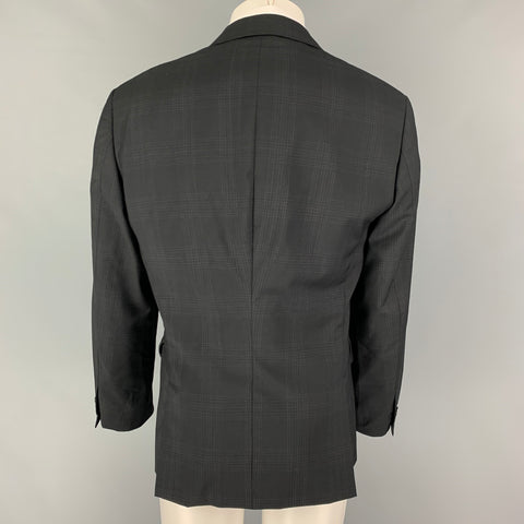 JOHN VARVATOS Size 40 Black Plaid Wool Notch Lapel Sport Coat