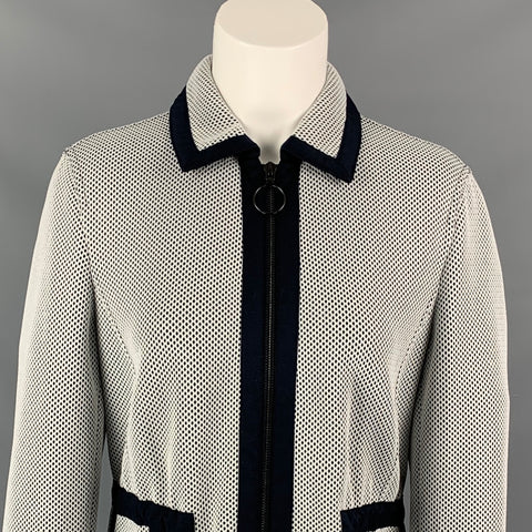 AKRIS Size 6 White & Navy Mesh Polyester/ Nylon Jacket