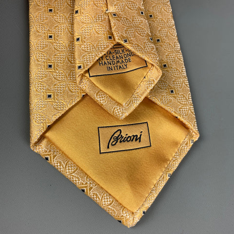 BRIONI Yellow Textured Silk Tie