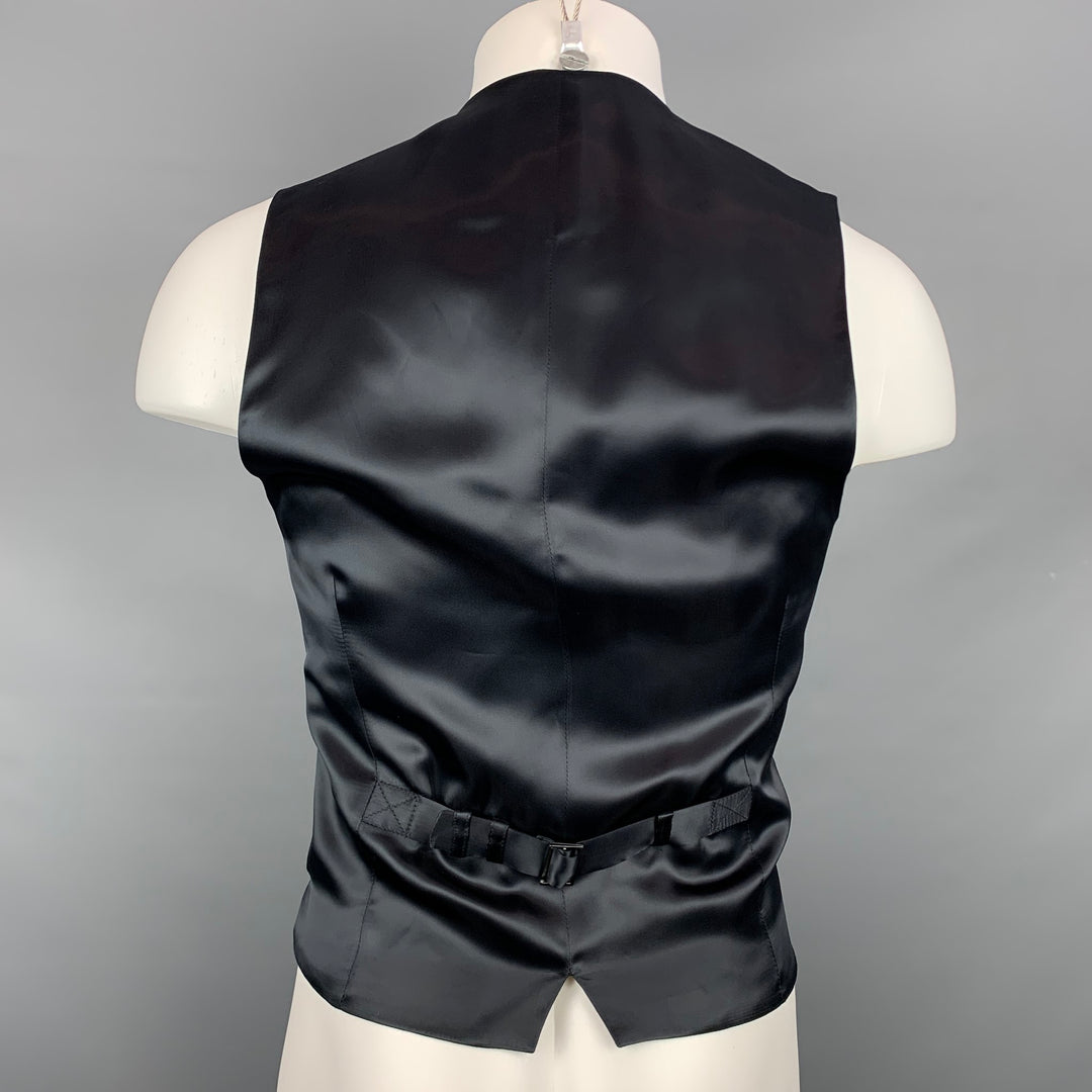 DOLCE & GABBANA Size 38 Black Silk Blend Shawl Collar Vest