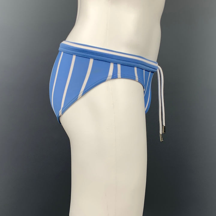 DOLCE & GABBANA Beach Wear Size S Blue & White Stripe Polyamide Swim Briefs