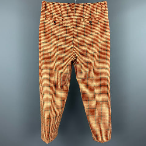 DAKS Size 32 Beige & Orange Houndstooth Wool / Polyamide Zip Fly Casual Pants