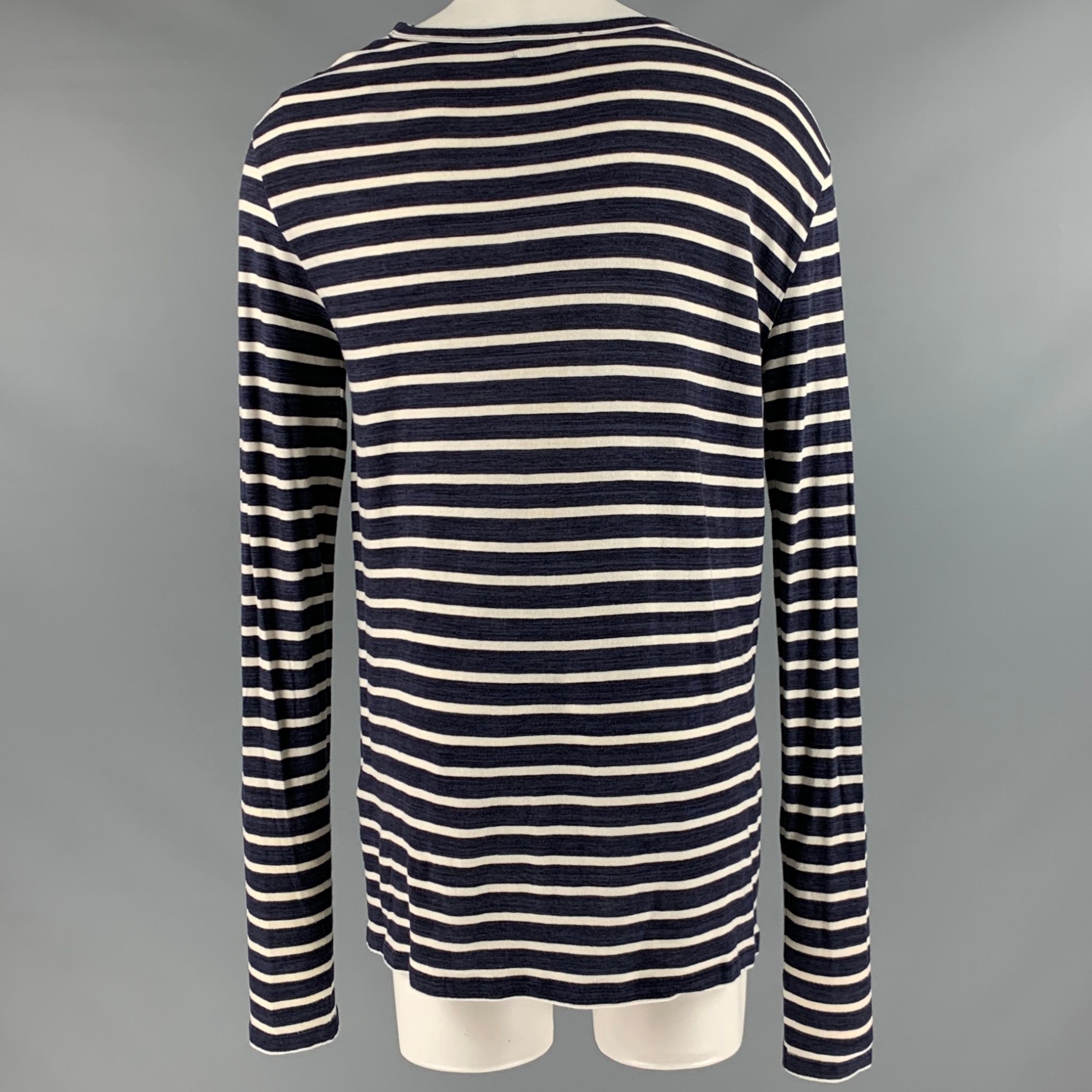 FAITH CONNEXION Size M Navy White Stripe Cotton Long Sleeve T
