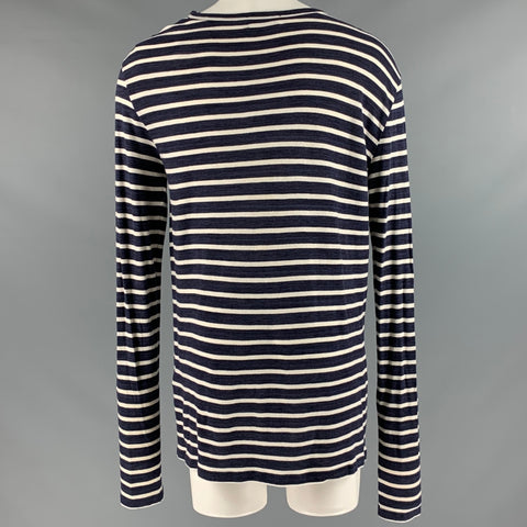 FAITH CONNEXION Size M Navy White Stripe Cotton Long Sleeve T-shirt