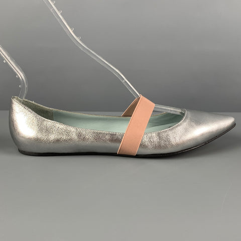 MARC JACOBS Zapatos planos Mary Jane de cuero plateado talla 8.5