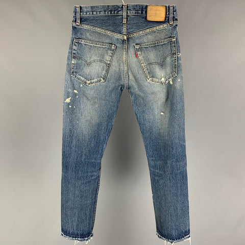 LEVI STRAUSS Size 32 Blue Paint Splatter Distressed Jeans