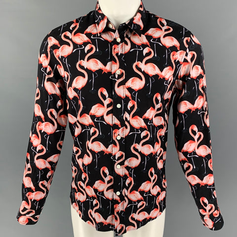 MARC JACOBS Camisa de manga larga con botones de viscosa con estampado negro y rosa talla S