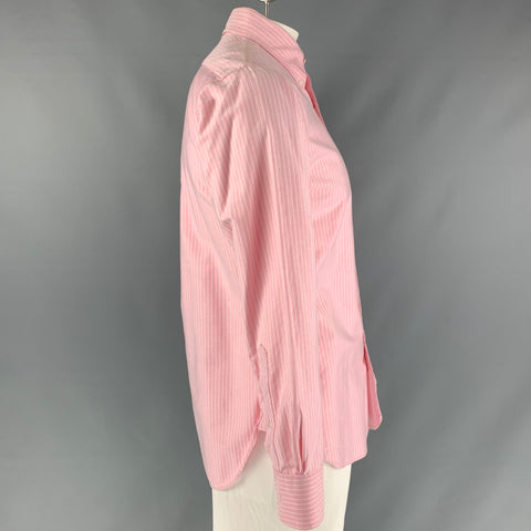 BLACK FLEECE Size L Pink Stripe Cotton Button Down Long Sleeve Shirt